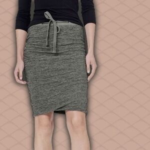 NWT James Perse Charcoal Melange Drawstring Ruched Side Skirt Size 0 / XS